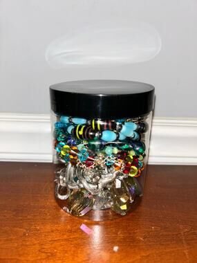 Gemstone and Glass Necklace Mystery Jar - Curated Wearable Estate Lot 16 oz